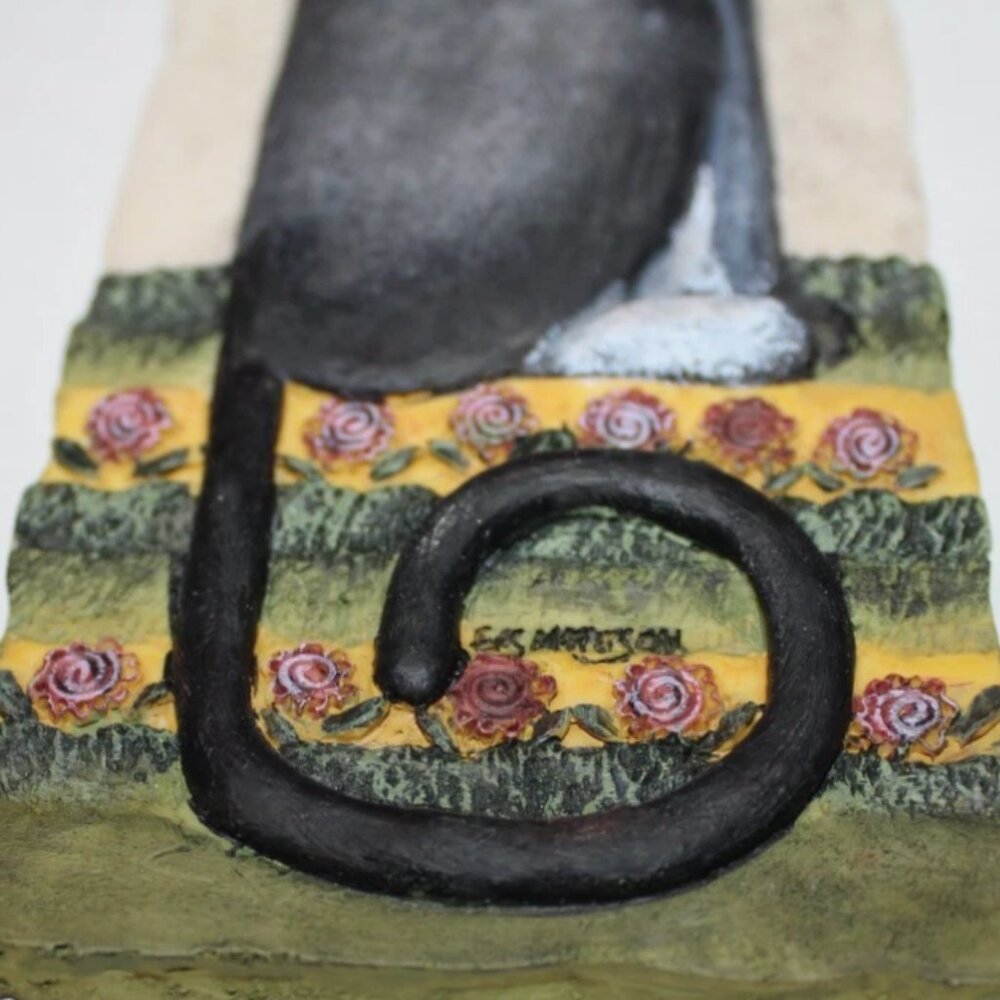 Cat Folk Art 3-D Resin Wall Plaque 11 x 3 E Smithson Home Decor Folksy Country - Picture 4 of 4